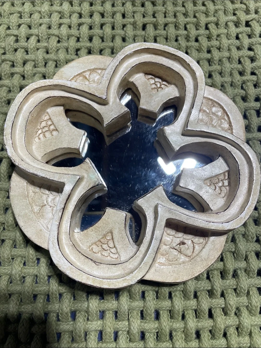 Decorative Ivory Floral Wall Mirrors - Set of 3